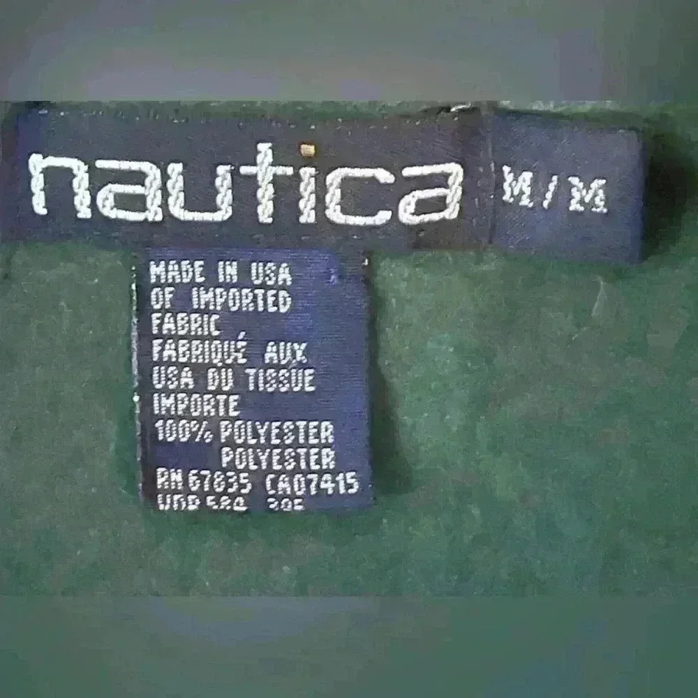 VTG USA Nautica Co All Sports Fleece Vest Men M Green Black 1/2 Zip - Picture 4 of 6